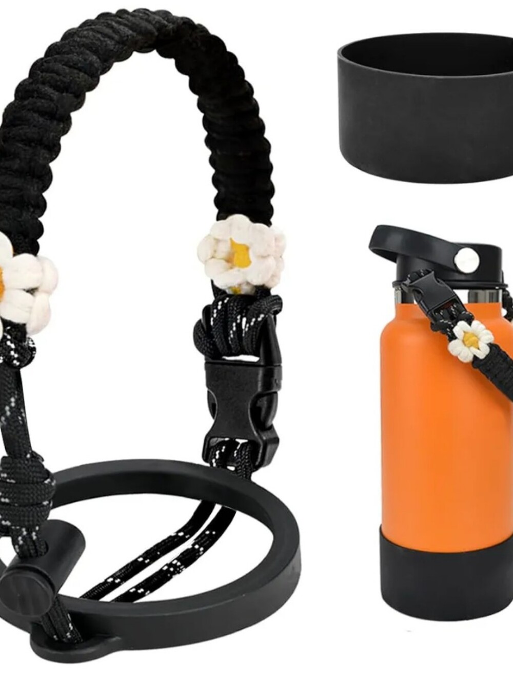 New Daisy Macrame Handle For Hydro Flask 2.0 Wide Mouth Bottle With Bottom Case